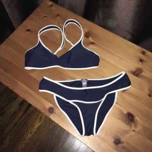 ¤ 2/$15 ¤ Aerie Navy Blue Bikini With White Trim
